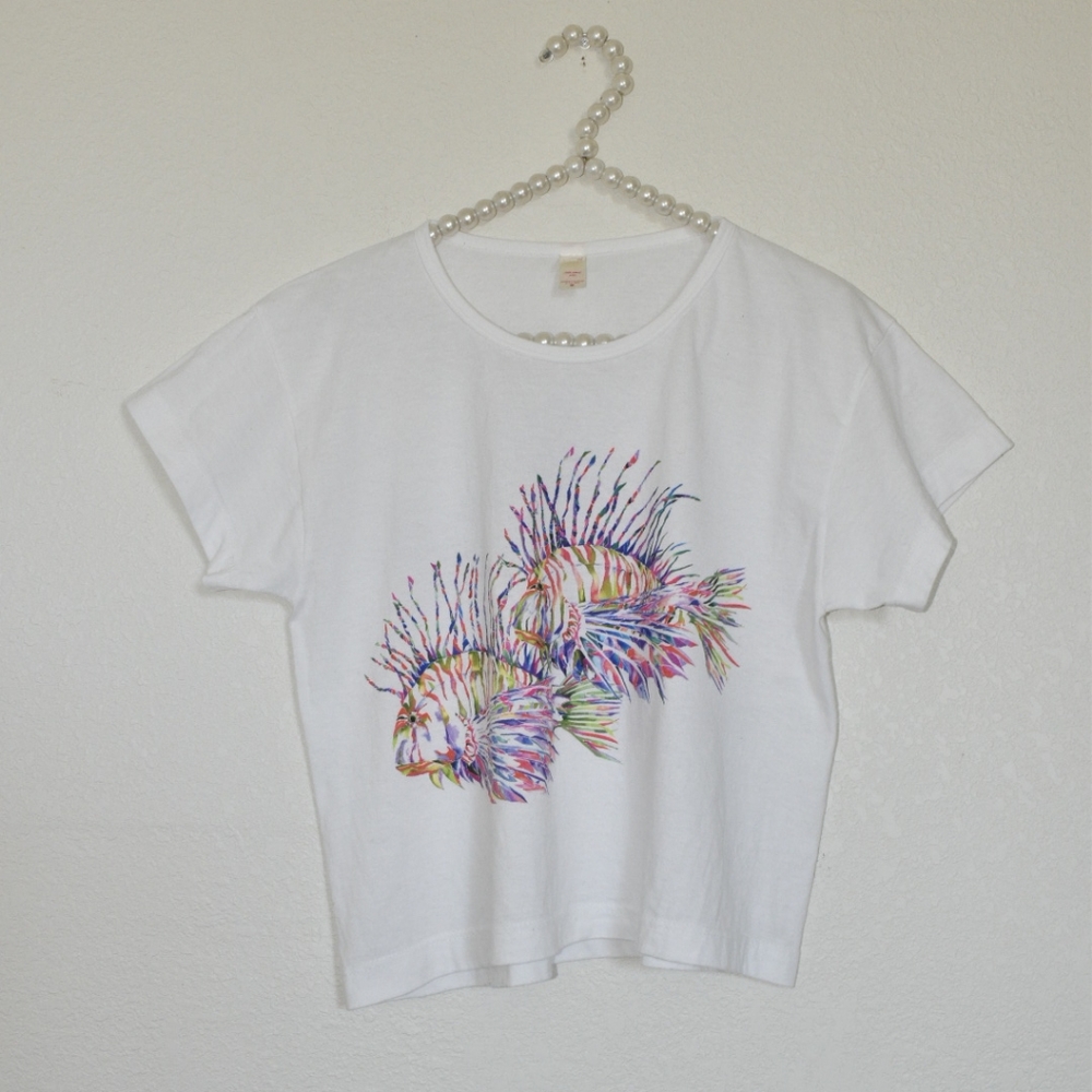 White Aquatic Life Fish T Shirt